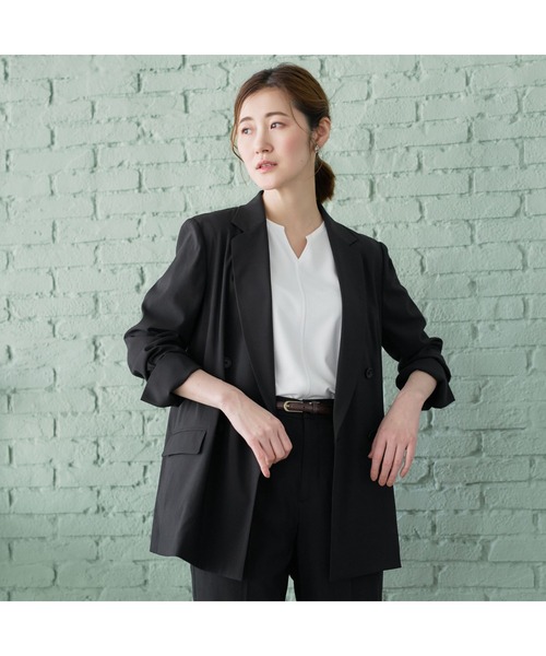 AOYAMA(アオヤマ)の「透けないカットソー【半袖】【キーネック】(Tシャツ/カットソー・レディース・ホワイト・LL/L/M/S)」の14枚目の写真