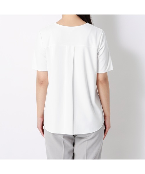 AOYAMA(アオヤマ)の「透けないカットソー【半袖】【キーネック】(Tシャツ/カットソー・レディース・ホワイト・LL/L/M/S)」の22枚目の写真