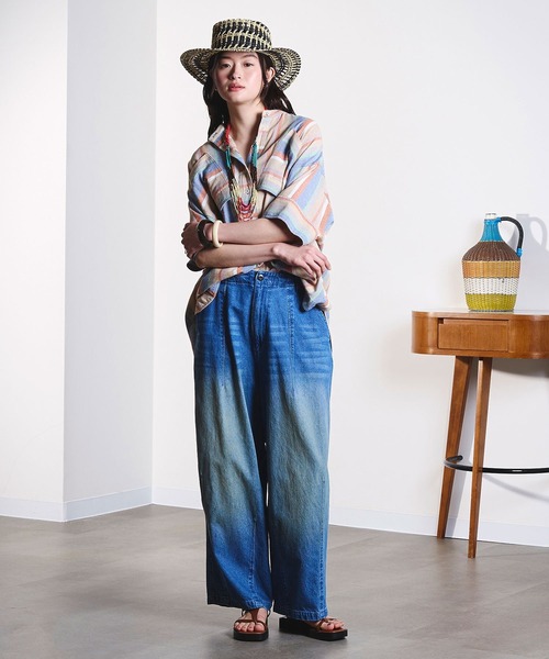 ROSE BUD(ローズバッド)の「(GENE HEAVENS)PANEL STRIPE S/S SHIRT(シャツ/ブラウス・レディース・パープル/ネイビー・ONE SIZE)」の7枚目の写真