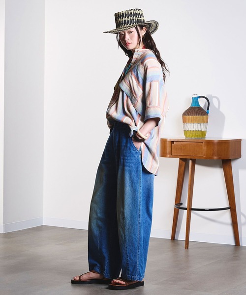 ROSE BUD(ローズバッド)の「(GENE HEAVENS)PANEL STRIPE S/S SHIRT(シャツ/ブラウス・レディース・パープル/ネイビー・ONE SIZE)」の8枚目の写真