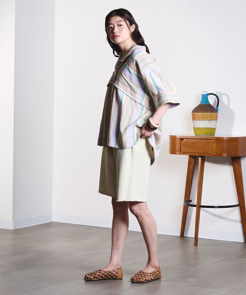 ROSE BUD(ローズバッド)の「(GENE HEAVENS)PANEL STRIPE S/S SHIRT(シャツ/ブラウス・レディース・パープル/ネイビー・ONE SIZE)」の15枚目の写真