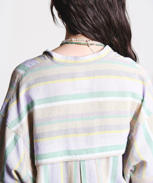 ROSE BUD(ローズバッド)の「(GENE HEAVENS)PANEL STRIPE S/S SHIRT(シャツ/ブラウス・レディース・パープル/ネイビー・ONE SIZE)」の20枚目の写真