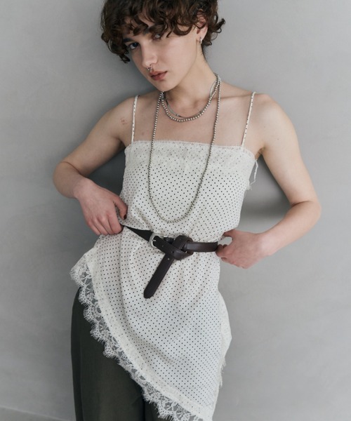 HANNE(アン)の「ドットサテンレースキャミ(キャミソール・レディース・ブラック/ホワイト・FREE)」の19枚目の写真