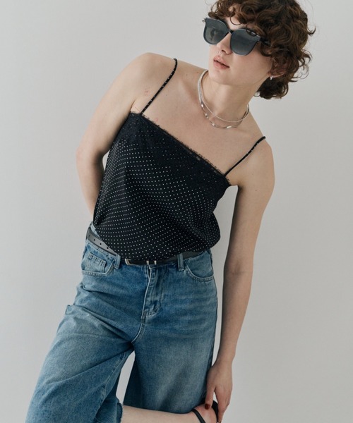 HANNE(アン)の「ドットサテンレースキャミ(キャミソール・レディース・ブラック/ホワイト・FREE)」の13枚目の写真