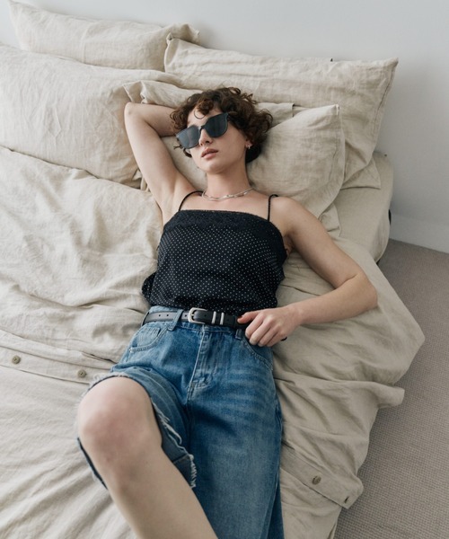 HANNE(アン)の「ドットサテンレースキャミ(キャミソール・レディース・ブラック/ホワイト・FREE)」の14枚目の写真