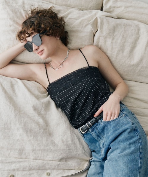 HANNE(アン)の「ドットサテンレースキャミ(キャミソール・レディース・ブラック/ホワイト・FREE)」の15枚目の写真