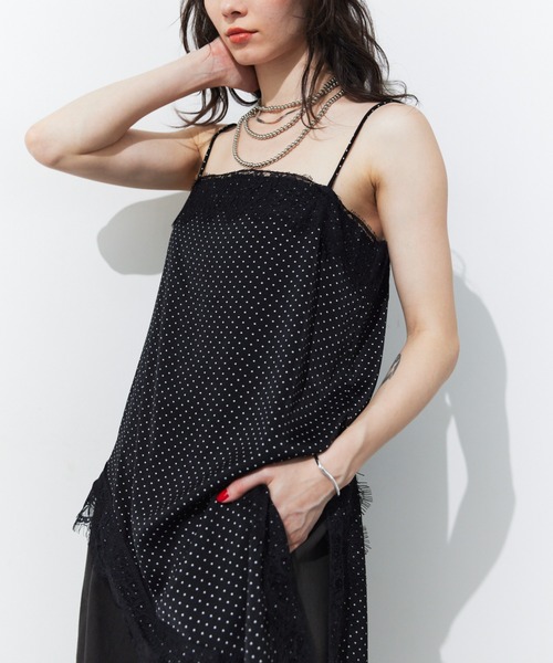 HANNE(アン)の「ドットサテンレースキャミ(キャミソール・レディース・ブラック/ホワイト・FREE)」の9枚目の写真