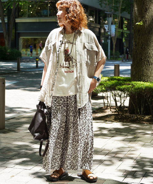 JOURNAL STANDARD LUXE（ジャーナルスタンダード　ラックス）の「レオパリネン タックパンツ（その他パンツ・レディース・ブラック/ブラウン系その他・FREE）」の3枚目の写真