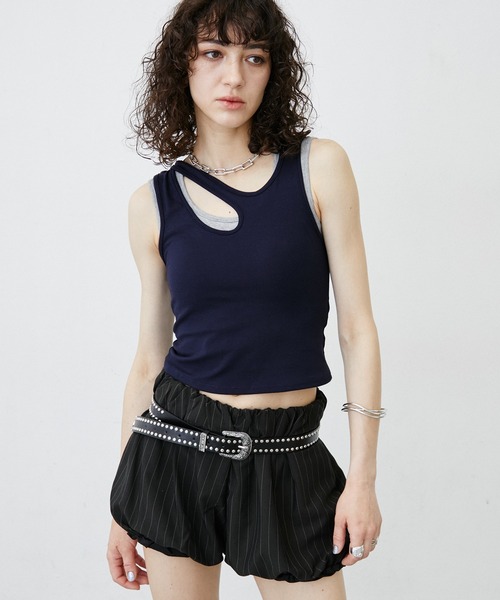 uyu.(ウユ)の「Stripe Balloon Short Pants/ストライプ柄バルーンショートパンツ(その他パンツ・レディース・ブラック・LARGE/MEDIUM/SMALL)」の18枚目の写真