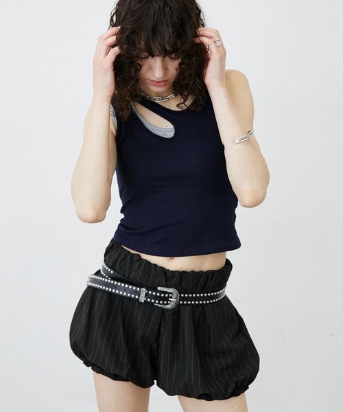 uyu.(ウユ)の「Stripe Balloon Short Pants/ストライプ柄バルーンショートパンツ(その他パンツ・レディース・ブラック・LARGE/MEDIUM/SMALL)」の19枚目の写真
