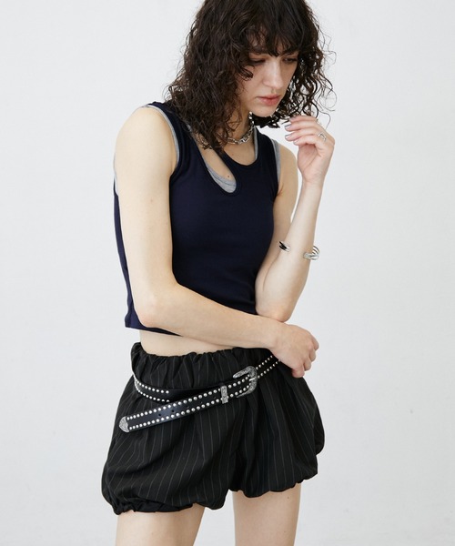 uyu.(ウユ)の「Stripe Balloon Short Pants/ストライプ柄バルーンショートパンツ(その他パンツ・レディース・ブラック・LARGE/MEDIUM/SMALL)」の20枚目の写真