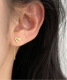 【SILVER925 】金属アレルギー対応 ハートモチーフチェーンピアス / シルバー925 ミニハートロングピアス