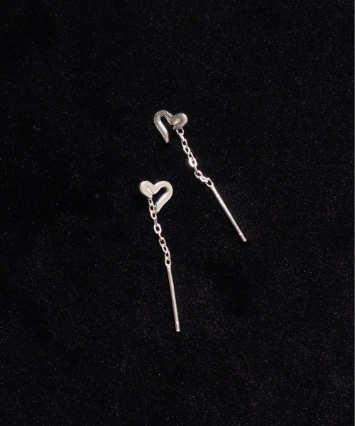 ALWAYS GOOD TIME(オルウェイズグッドタイム)の「【SILVER925 】金属アレルギー対応 ハートモチーフチェーンピアス / シルバー925 ミニハートロングピアス(ピアス(両耳用)・レディース・シルバー/ゴールド・FREE)」の8枚目の写真