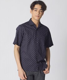 小紋柄プリント半袖シャツ