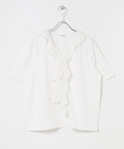 URBAN RESEARCH Sonny Label(アーバンリサーチサニーレーベル)の「Vネックフリルレースカラープルオーバー(Tシャツ/カットソー・レディース・ブラウン/オフホワイト/チャコールグレー・FREE)」の11枚目の写真