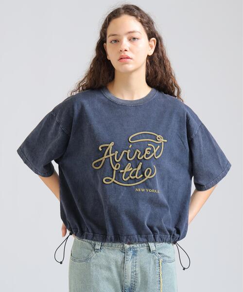 AVIREX(アヴィレックス)の「ROPE LOGO FADE WASH T-SHIRT(Tシャツ/カットソー・レディース・チャコールグレー/ネイビー/ホワイト系2・F)」の1枚目の写真