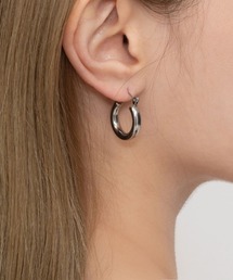 【金属アレルギー対応】シンプル スナップ フープ ピアス / ステンレス