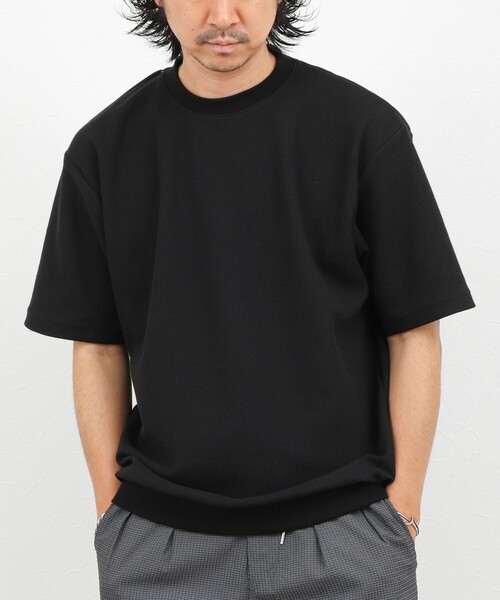 NOLLEY’S（ノーリーズ）の「《ビジカジ対応》ニット風カノコTシャツ 26SS（Tシャツ/カットソー・メンズ・ブラック/サックスブルー/ベビーピンク/オフホワイト・M/L/XL/S）」の3枚目の写真