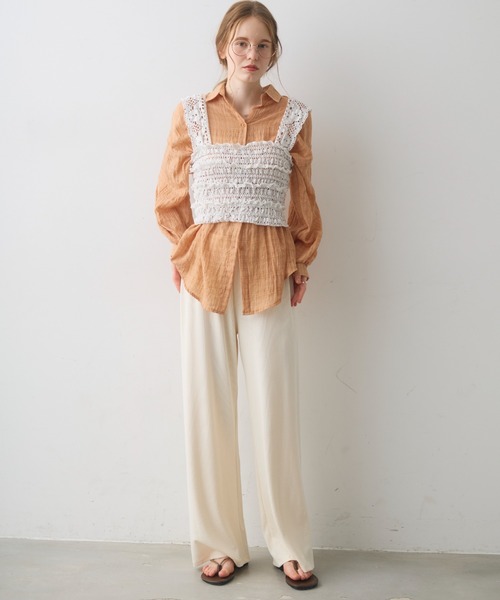 Crisp(クリスプ)の「rib easy pants / リブイージーパンツ(その他パンツ・レディース・アイボリー/グレー・FREE)」の14枚目の写真