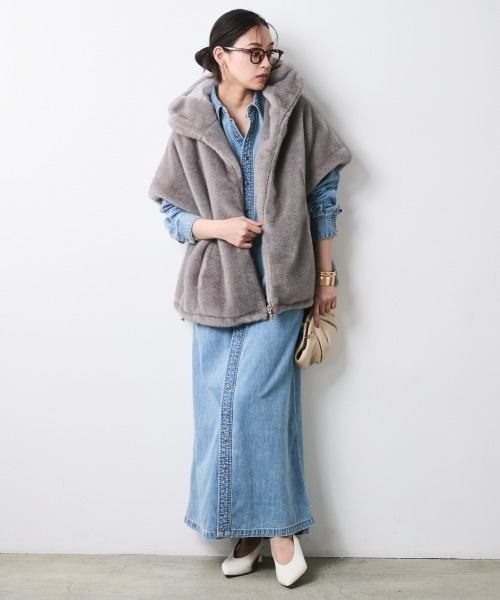 CHIC STYLE（シックスタイル）の「綿100％デニムマキシシャツワンピース＜大きいサイズ有＞シックスタイル（ワンピース・レディース・ブルー系/ネイビー系・5L/4L/3L/LL/L/M）」の3枚目の写真