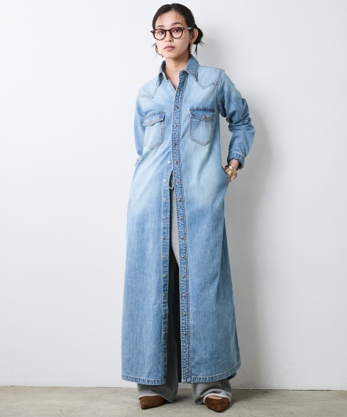 CHIC STYLE（シックスタイル）の「綿100％デニムマキシシャツワンピース＜大きいサイズ有＞シックスタイル（ワンピース・レディース・ブルー系/ネイビー系・5L/4L/3L/LL/L/M）」の4枚目の写真