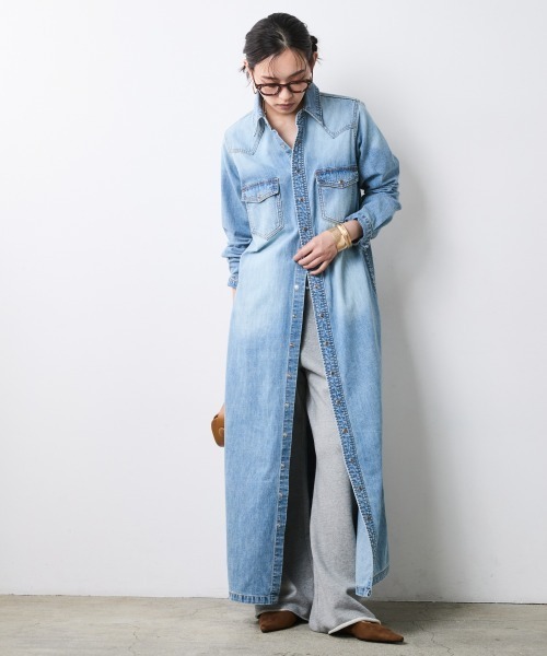 CHIC STYLE（シックスタイル）の「綿100％デニムマキシシャツワンピース＜大きいサイズ有＞シックスタイル（ワンピース・レディース・ブルー系/ネイビー系・5L/4L/3L/LL/L/M）」の5枚目の写真