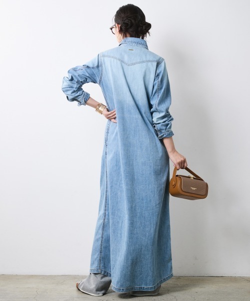 CHIC STYLE（シックスタイル）の「綿100％デニムマキシシャツワンピース＜大きいサイズ有＞シックスタイル（ワンピース・レディース・ブルー系/ネイビー系・5L/4L/3L/LL/L/M）」の6枚目の写真