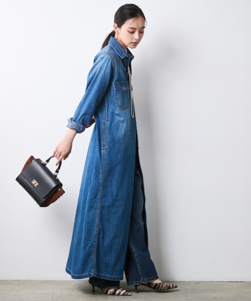 CHIC STYLE（シックスタイル）の「綿100％デニムマキシシャツワンピース＜大きいサイズ有＞シックスタイル（ワンピース・レディース・ブルー系/ネイビー系・5L/4L/3L/LL/L/M）」の10枚目の写真