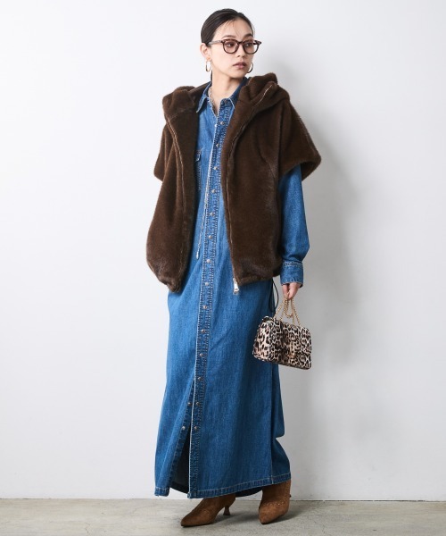CHIC STYLE（シックスタイル）の「綿100％デニムマキシシャツワンピース＜大きいサイズ有＞シックスタイル（ワンピース・レディース・ブルー系/ネイビー系・5L/4L/3L/LL/L/M）」の12枚目の写真