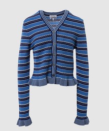 GANNI | Cotton Pointelle Stripe Cardigan(カーディガン/ボレロ)