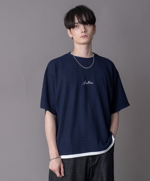 BROWNY(ブラウニー)の「BROWNY/【26年春夏新作】ワンポイントフェイクレイヤードT(Tシャツ/カットソー・メンズ・ブラック/ダークグレー/ネイビー・MEDIUM/LARGE)」の1枚目の写真
