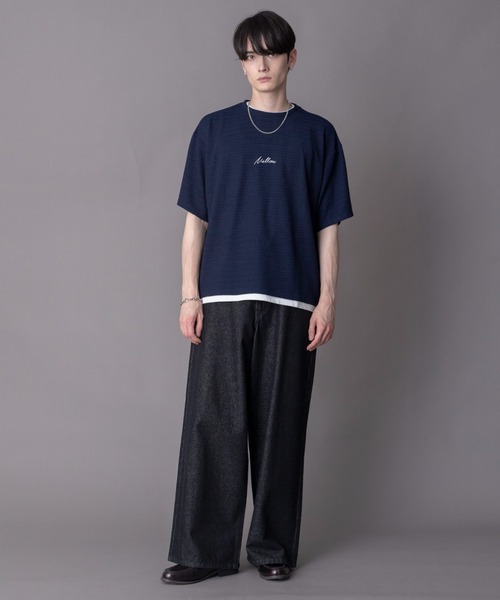 BROWNY(ブラウニー)の「BROWNY/【26年春夏新作】ワンポイントフェイクレイヤードT(Tシャツ/カットソー・メンズ・ブラック/ダークグレー/ネイビー・MEDIUM/LARGE)」の4枚目の写真