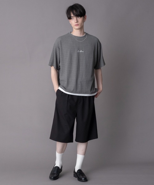 BROWNY(ブラウニー)の「BROWNY/【26年春夏新作】ワンポイントフェイクレイヤードT(Tシャツ/カットソー・メンズ・ブラック/ダークグレー/ネイビー・MEDIUM/LARGE)」の5枚目の写真
