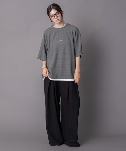 BROWNY(ブラウニー)の「BROWNY/【26年春夏新作】ワンポイントフェイクレイヤードT(Tシャツ/カットソー・メンズ・ブラック/ダークグレー/ネイビー・MEDIUM/LARGE)」の6枚目の写真