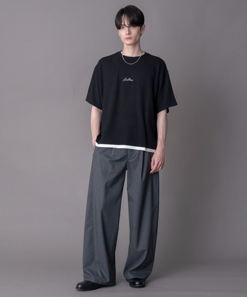BROWNY(ブラウニー)の「BROWNY/【26年春夏新作】ワンポイントフェイクレイヤードT(Tシャツ/カットソー・メンズ・ブラック/ダークグレー/ネイビー・MEDIUM/LARGE)」の7枚目の写真