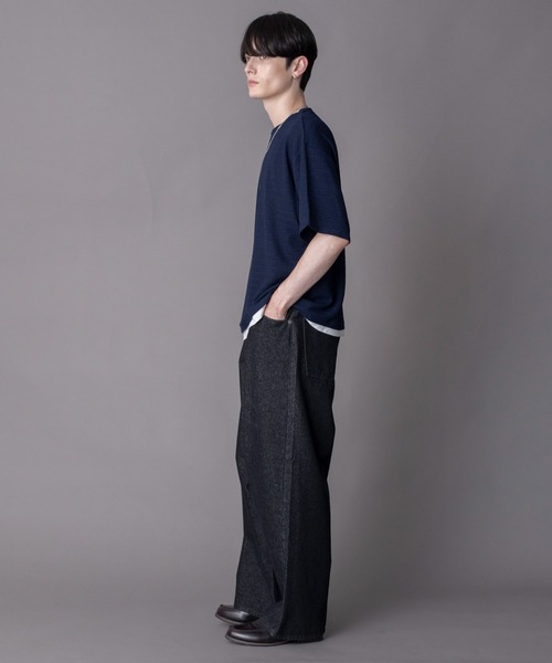 BROWNY(ブラウニー)の「BROWNY/【26年春夏新作】ワンポイントフェイクレイヤードT(Tシャツ/カットソー・メンズ・ブラック/ダークグレー/ネイビー・MEDIUM/LARGE)」の10枚目の写真