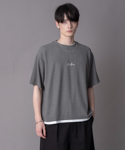 BROWNY(ブラウニー)の「BROWNY/【26年春夏新作】ワンポイントフェイクレイヤードT(Tシャツ/カットソー・メンズ・ブラック/ダークグレー/ネイビー・MEDIUM/LARGE)」の12枚目の写真