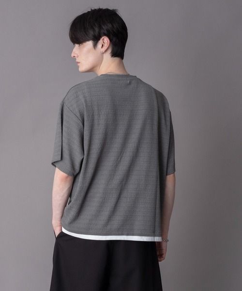 BROWNY(ブラウニー)の「BROWNY/【26年春夏新作】ワンポイントフェイクレイヤードT(Tシャツ/カットソー・メンズ・ブラック/ダークグレー/ネイビー・MEDIUM/LARGE)」の13枚目の写真