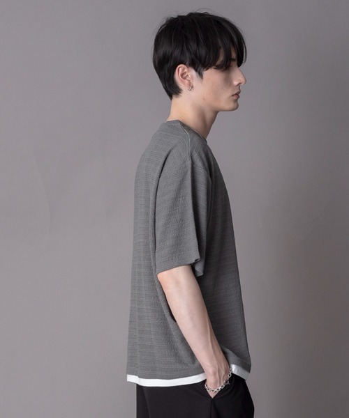 BROWNY(ブラウニー)の「BROWNY/【26年春夏新作】ワンポイントフェイクレイヤードT(Tシャツ/カットソー・メンズ・ブラック/ダークグレー/ネイビー・MEDIUM/LARGE)」の14枚目の写真