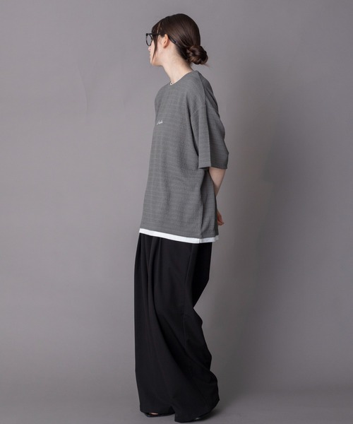BROWNY(ブラウニー)の「BROWNY/【26年春夏新作】ワンポイントフェイクレイヤードT(Tシャツ/カットソー・メンズ・ブラック/ダークグレー/ネイビー・MEDIUM/LARGE)」の19枚目の写真