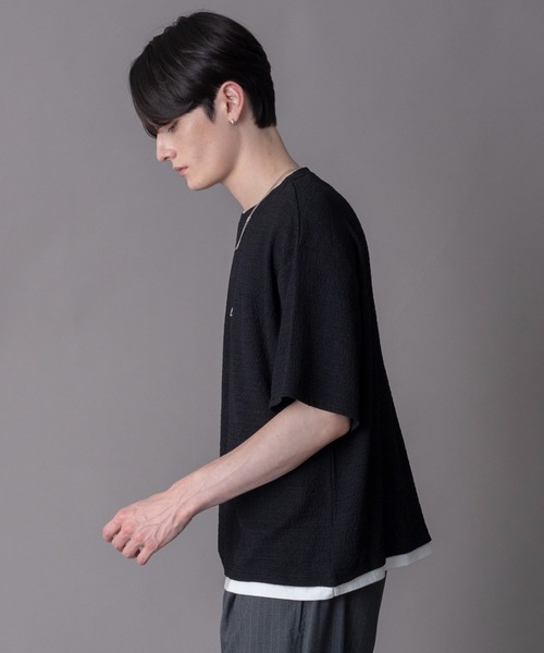 BROWNY(ブラウニー)の「BROWNY/【26年春夏新作】ワンポイントフェイクレイヤードT(Tシャツ/カットソー・メンズ・ブラック/ダークグレー/ネイビー・MEDIUM/LARGE)」の21枚目の写真