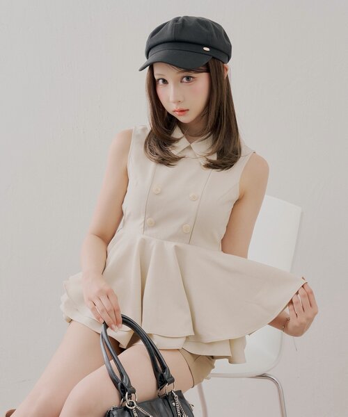 Chico（チコ）の「ダブルボタンペプラムブラウス（シャツ/ブラウス・レディース・アイボリー/ブラウン/ベージュ系その他2・FREE）」の5枚目の写真