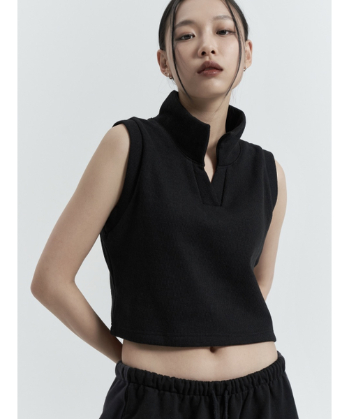 VADEFY(ヴァデファイ)の「スリーブレスカラータンクトップ、ブラック(Tシャツ/カットソー・レディース・その他・ONE SIZE)」の1枚目の写真