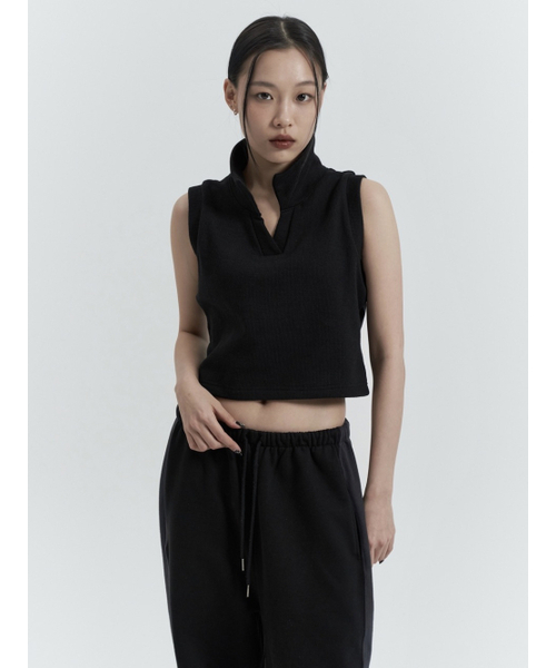 VADEFY(ヴァデファイ)の「スリーブレスカラータンクトップ、ブラック(Tシャツ/カットソー・レディース・その他・ONE SIZE)」の3枚目の写真