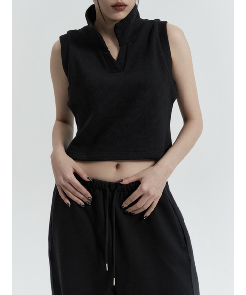 VADEFY(ヴァデファイ)の「スリーブレスカラータンクトップ、ブラック(Tシャツ/カットソー・レディース・その他・ONE SIZE)」の5枚目の写真