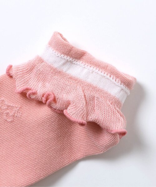 Ampersand(アンパサンド)の「サクランボ柄針抜きアンクルソックス(ソックス/靴下・キッズ・サーモンピンク/ラベンダー/アイボリー・12/21/18/15 )」の5枚目の写真