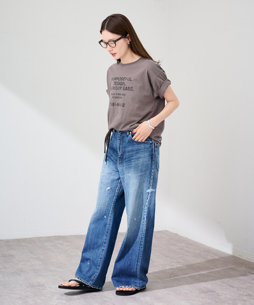 FRAMeWORK(フレームワーク)の「≪追加≫カスレロゴプリントTシャツ(Tシャツ/カットソー・レディース・ホワイト/チャコールグレー/ベージュ・FREE)」の6枚目の写真