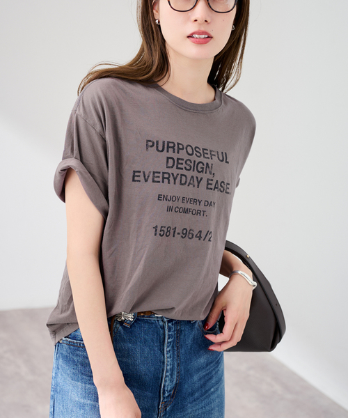 FRAMeWORK(フレームワーク)の「≪追加≫カスレロゴプリントTシャツ(Tシャツ/カットソー・レディース・ホワイト/チャコールグレー/ベージュ・FREE)」の8枚目の写真