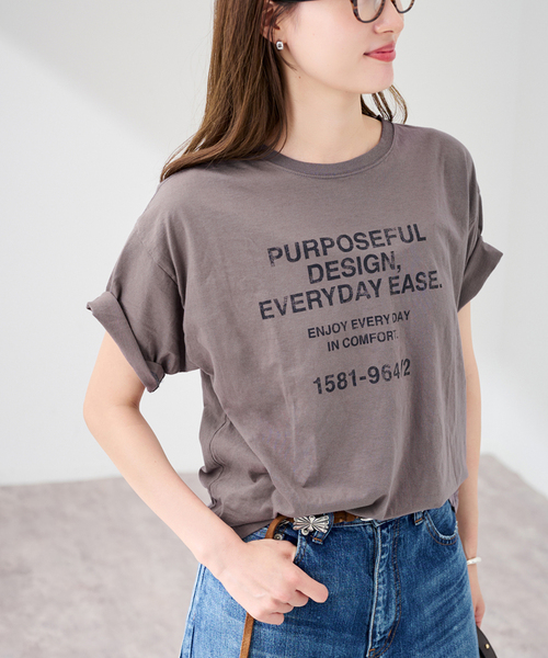 FRAMeWORK(フレームワーク)の「≪追加≫カスレロゴプリントTシャツ(Tシャツ/カットソー・レディース・ホワイト/チャコールグレー/ベージュ・FREE)」の9枚目の写真