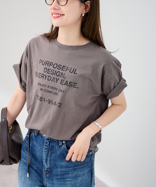 FRAMeWORK(フレームワーク)の「≪追加≫カスレロゴプリントTシャツ(Tシャツ/カットソー・レディース・ホワイト/チャコールグレー/ベージュ・FREE)」の10枚目の写真